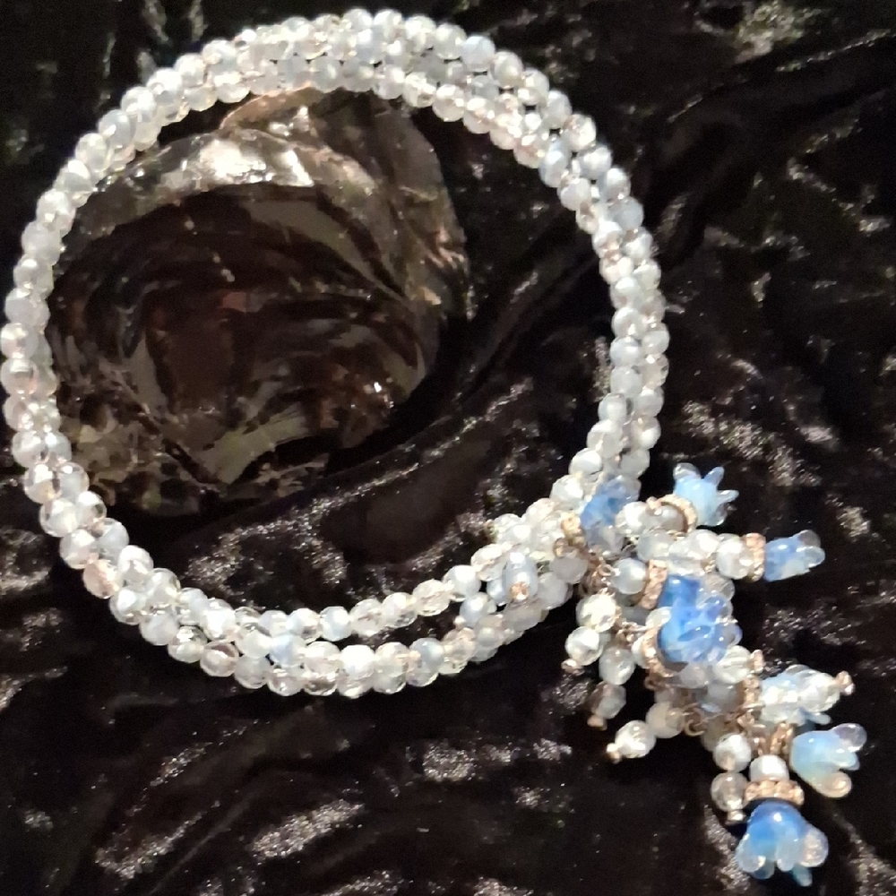 Elegant Silver and Blue Beaded Necklace